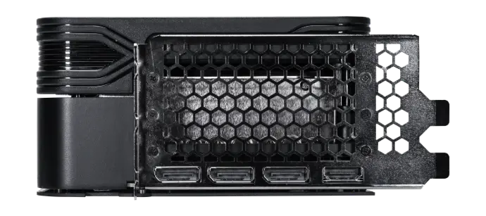 Arrière carte graphique NVIDIA GeForce RTX 5090 avec sorties HDMI et DisplayPort pour station IA haute performance