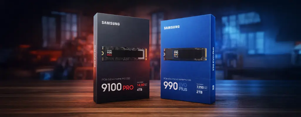 SSD Samsung 9100 Pro et 990 EVO Plus, comparatif de disques NVMe haute vitesse pour PC gamer et stockage performant