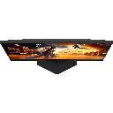 Vue de dessus en plongée de l'écran PC gamer AOC montrant la profondeur de la dalle et l'affichage d'une scène de combat dans un désert oriental