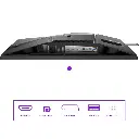 Vue de dessous de l'écran PC gamer AOC AGON PRO AG256FS avec ports HDMI, DisplayPort, hub USB 3.2 et sortie audio pour setup FlowUP