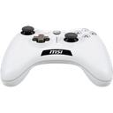 Vue de trois quarts manette PC MSI Force GC20 V2 blanche avec sticks analogiques et gâchettes de précision pour gaming FlowUP