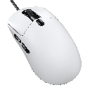 Vue plongeante souris gamer Cougar Airblader blanche au design épuré avec câble tressé et clics mécaniques réactifs FlowUP