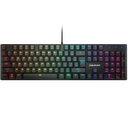 Vue de face ensemble clavier souris gamer Cougar Combat noir avec rétroéclairage LED RGB et châssis métallique robuste FlowUP