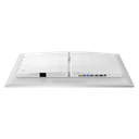 Vue de dessous de l'écran PC gamer plat Philips Evnia de 27 pouces montrant ses connectiques incluant les ports HDMI, DisplayPort, hub USB et la prise d'alimentation pour setup FlowUP