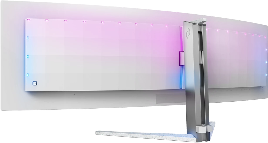 Arrière écran PC gamer Philips Evnia 49 pouces QD OLED DQHD 240Hz incurvé 32 9 avec Ambiglow RGB immersif