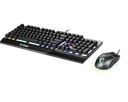 Vue de trois quarts ensemble clavier souris gamer MSI Vigor GK30 Combo FR noir avec rétroéclairage RGB dynamique pour setup PC FlowUP
