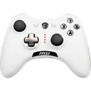 Manette PC MSI Force GC20 V2 blanche de face avec sticks analogiques asymétriques et croix directionnelle interchangeable FlowUP