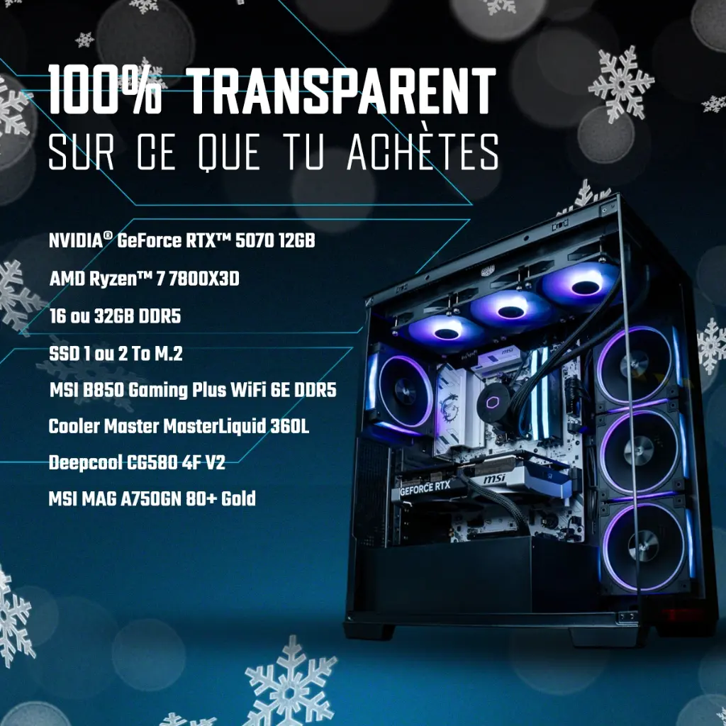 Fiche technique du PC gamer Cheetoh Remastered avec NVIDIA GeForce RTX 5070, Ryzen 7 7800X3D et 32GB DDR5