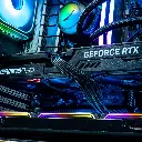 Vue rapprochée de la carte graphique GamingPro NVIDIA GeForce RTX™ 5070 Ti installée dans le PC gamer Rainbow V2