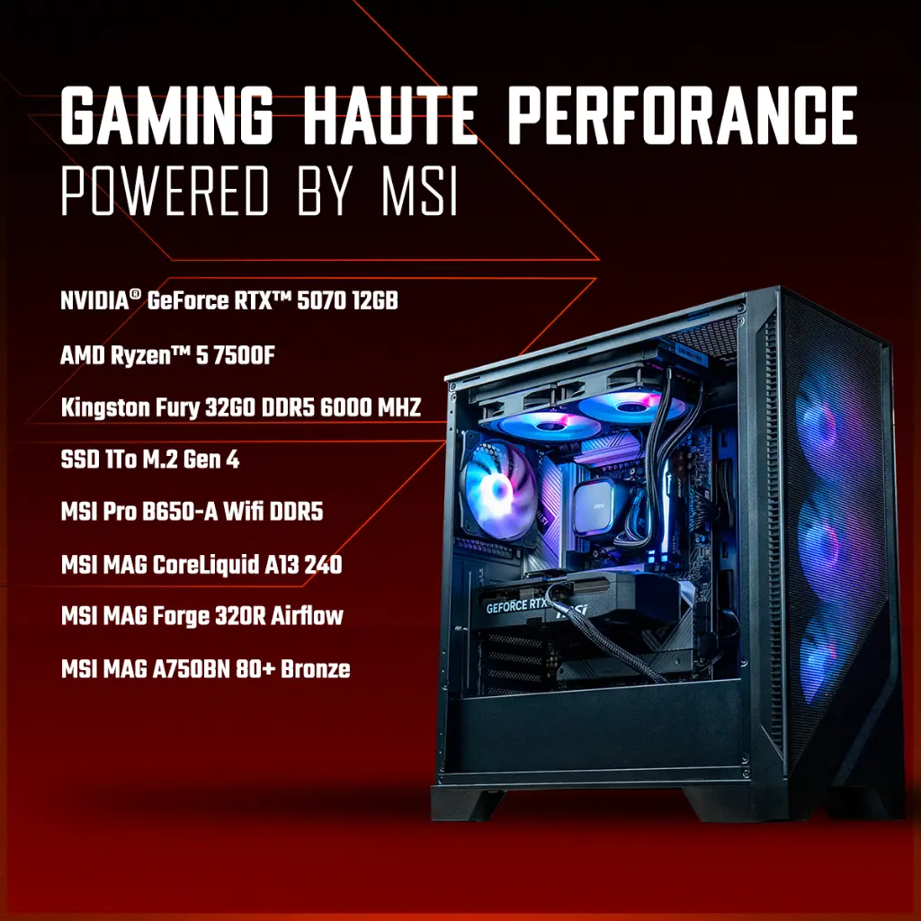 PC Rubis GeForce RTX™ 5060 Ti 16GB Powered by MSI