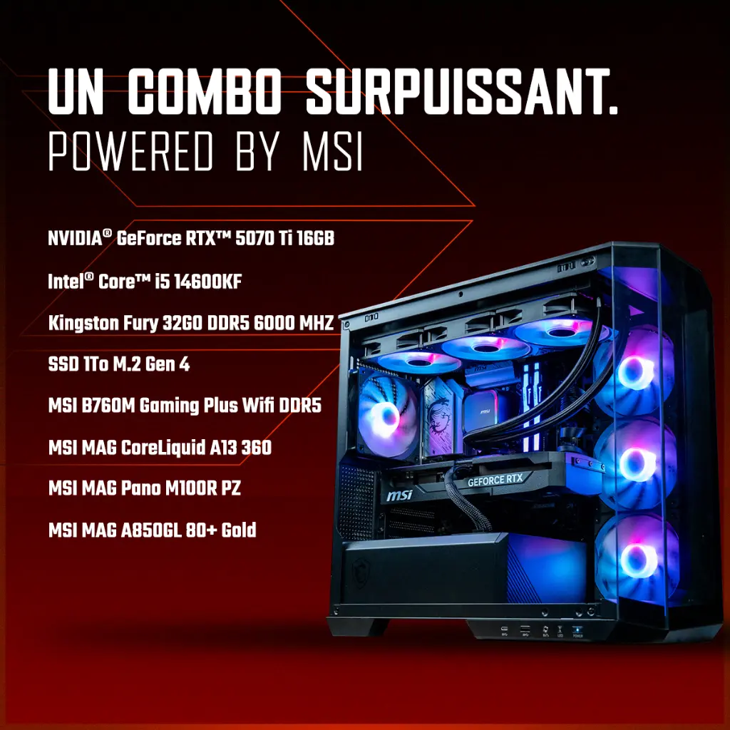 PC Rubis GeForce RTX™ 5060 Ti 16GB Powered by MSI