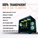 Fiche technique détaillée du PC gamer Fuego : carte graphique NVIDIA GeForce RTX 5070 12GB, processeur AMD Ryzen 5 7500X3D, 16 ou 32Go de RAM DDR5, SSD 1To M.2