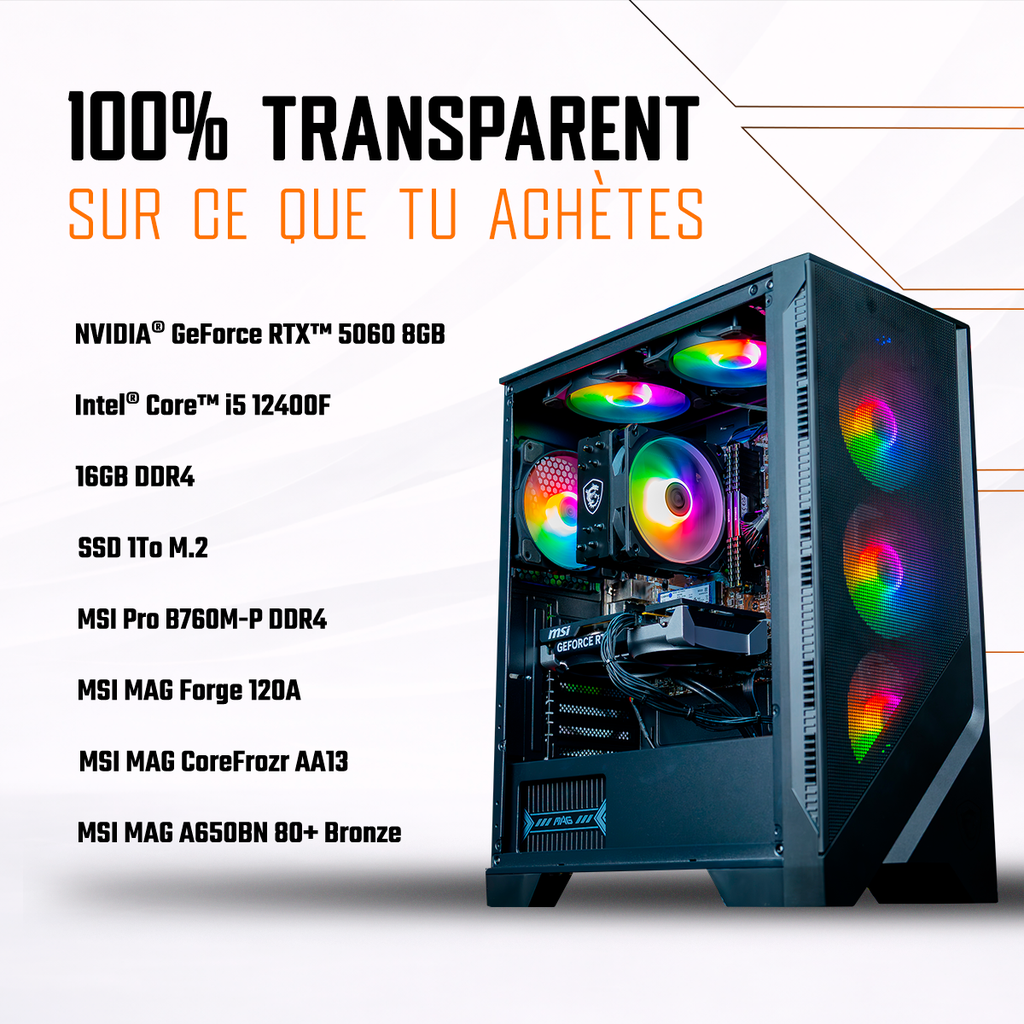 PC Phoenix GEFORCE RTX™ 5060 Ti 8GB Powered By MSI