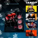 Visuel promotionnel du PC Rift RX 9060 XT affichant ses performances en 1440p : 98 FPS sur Cyberpunk, 217 FPS sur Counter Strike 2, 76 FPS sur ARC Raiders et 61 FPS sur Battlefield 6