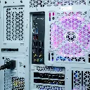 Panneau arrière blanc connectiques USB HDMI audio et ventilation du PC gamer Mountain GeForce RTX™ 5080 configuration gaming 4K ultra