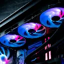 Gros plan ventilateurs RGB et watercooling AIO dans PC gamer Diamant GeForce RTX™ 5070 Ti MSI 32Go DDR5 config gaming haute performance