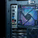 Panneau arrière connectiques USB HDMI audio et ventilation boitier MSI du PC gamer Diamant GeForce RTX™ 5070 Ti configuration gaming puissante