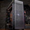 Boîtier PC TITAN X grand tour avec double RTX 5090 watercooling custom façade mesh airflow haute performance