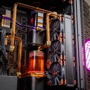 Radiateur et watercooling custom PC TITAN X double RTX 5090 avec ventilateurs RGB et réservoir liquide haute performance