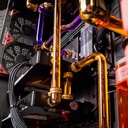 Watercooling custom PC TITAN X double RTX 5090 tubes rigides RGB et refroidissement liquide extrême performance