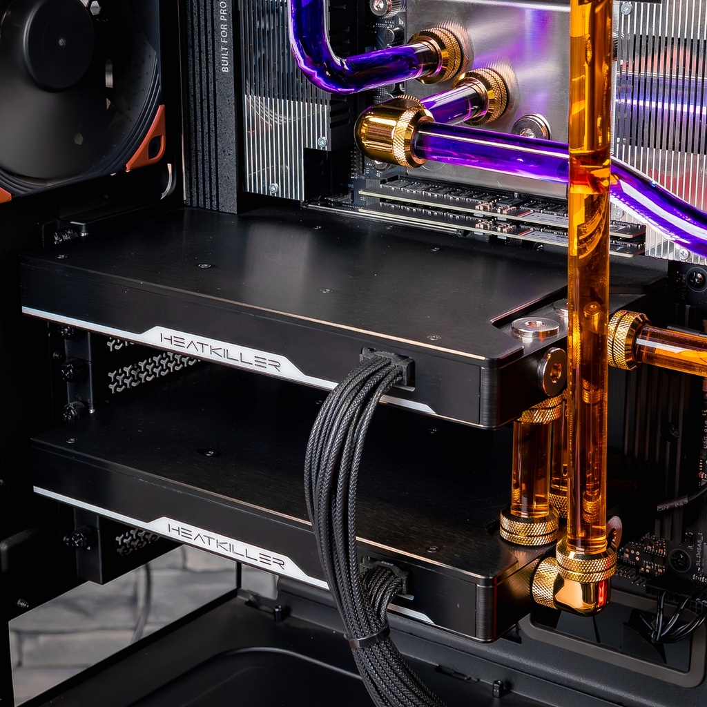 Double RTX 5090 Heatkiller watercooling custom PC TITAN X station IA et rendu 3D ultra haute performance
