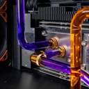 Watercooling custom CPU Threadripper 7960X PC TITAN X double RTX 5090 tubes rigides RGB performance extrême