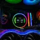 Visuel promotionnel du PC gamer Kraken : refroidissement NZXT Kraken Elite 360 RGB affichant les températures en temps réel, associé à une RTX 5090 et un Ryzen 9 9950X3D pour des performances extrêmes avec un RGB premium