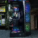 Visuel promotionnel du PC gamer Kraken : boîtier NZXT H9 Flow RGB+ avec panneau en verre trempé et design panoramique, mettant en valeur un setup RGB premium et un airflow optimisé pour des performances haut de gamme